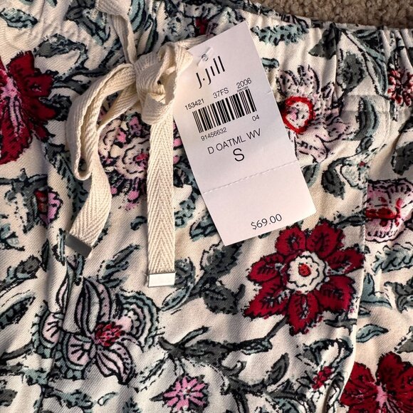 J.Jill Shorts Womens S NEW Floral Print Drawstring Shorts Cotton Blend Elastic‎ - Picture 5 of 7